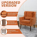 Accent Chair Set of 2, Upholstered Armchair with Pillow, Fabric Single Sofa Chair with Lounge Seat and Wood Legs Accent Chair for Living Room Small Spaces (Orange, Set of 2) by CozyNest Decor
