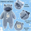 Fairy Baby Newborn Baby Winter Snowsuit Bear Thick Romper Footie Double Zip Hooded Jumpsuit Fleece Coat Infant Boy Girl 0-12M by TinyTreasures Baby Boutique