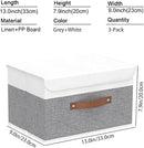 Yawinhe Collapsible Storage Bin, Cube Organizer Basket, Fabric Box with Lids, Washable and Leather Handle, for Home, Closet, White/Grey, 13.0''Lx9.0''Wx7.9''H, 3-Pack, SNK024WGS-3 by TinyTreasures Baby Boutique