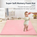 ACOMOPACK Baby Play Mat for Floor 1.3" Thick Memory Foam Play Mat 59"×71" Tummy Time Crawling with Non-Slip Bottom for Living Room,Nursery,Soft Velvet Playpen Mats for Kids,Infants（Pink） by CozyNest Decor