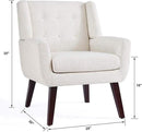 HUIMO Accent Chairs Set of 4, Upholstered Button Tufted Armchair, Linen Fabric Sofa Chairs for Bedroom, Living Room, Mid Century Modern Comfy Reading Chair (4, Beige) by CozyNest Decor
