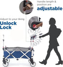 Creative Outdoor Push Pull Stroller Wagon for Kids,150lbs Weight Capacity, Collapsible Folding Cart with Canopy, Silver Series Plus, Beach, Park, Garden & Tailgate (Blue/Gray) by GreenHaven Gardens