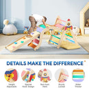 Pikler Triangle Set with Cushion, 9-in-1 Kids Climbing Toys for Toddlers 1-3 Inside, Montessori Toddler Climbing Toys Indoor, Large Wooden Pikler Triangle Climbing Set Baby Playground for Children by TinyTreasures Baby Boutique