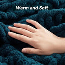 Chunky Knit Throw Blanket, 60''*80'' Knitted Throw Chenille Yarn for Bed Couch, Handmade Peacock Blue Crochet Big Thick Blanket, Machine Washable Cute Comfy Blanket for Home Decor by CozyNest Decor