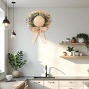 Dilicoming Spring Eucalyptus Wreaths for Front Door - 16 Inch Summer Fall Straw Hat Wreath with Bow, Women Gift, Indoor Outdoor Wreaths for Wall, Window, Farmhouse, Party, Holiday Home Décor by CozyNest Decor