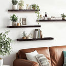 Floating Wall Shelves 4-Pack - Rustic Black 16-inch Wooden Wall Shelves for Storage and Décor, Multi-Functional and Easy to Install for Living Room, Bedroom, and Kitchen by CozyNest Decor