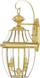 Livex Lighting 2251-91 Monterey 2 Light Outdoor Brushed Nickel Finish Solid Brass Wall Lantern with Clear Beveled Glass by GreenHaven Gardens