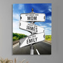 Personalized Gifts for Mom Family Names Street Custom Multi-Name Date of Birth Vintage Street Sign Happy Mothers Day Canvas Wall Art Best Christmas Gifts for Mommy from Daughter Son Children Kids