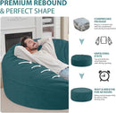 6FT Bean Bag Chair, Large Bean Bag Chairs with Memory Foam Filled, Fluffy Beanbag Sofa with Dutch Velvet Cover, Round BeanBag Chairs for Living Room, Playroom - Sea Blue by TinyTreasures Baby Boutique