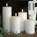 LUSHABOR Flameless Candles, 4 Pack Battery Operated Candles with Remote, Real Wax LED Fake Candles with Timer Flickering for Christmas Wedding Home Party D3 H 5" 6" 7" 9" White by CozyNest Decor