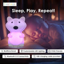 Combined Bluetooth Speaker & Nightlight With 9 Color Emissions, Child Friendly Silicone & BPA Free, USB Recharging, Receives Audio From Computer, Phone Or Tablet, and includes Remote Control (Fox) by TinyTreasures Baby Boutique