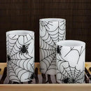 Spider Web Decor Flameless Candles Battery Operated with Remote Timer Haunted House Spooky Decorations Set of 3 Real Wax Black LED Flickering Candles Decorative for Halloween Decor Party by GreenHaven Gardens