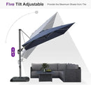 PURPLE LEAF 8 Feet Square Cantilever Umbrella Patio Umbrella with Base Outdoor Umbrella Aluminum Offset with 360-degree Rotation for Garden Deck Pool Patio, Navy Blue by GreenHaven Gardens