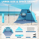 Elegear Beach Tent with Canopy, 1-Second Setup Pop Up Sun Shelter Shade, UPF 50+ UV Protection Silver-Coated Lightweight Portable Beach Cabana by TinyTreasures Baby Boutique