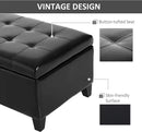 HOMCOM 51" Ottoman Storage Bench, Faux Leather Storage Chest with Lift Top, Tufted Ottoman for Living Room, Entryway, Black by CozyNest Decor