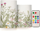 Flickering Flameless Candles, Flowers Herbs Wildflowers Botanical LED Candles with Remote Timer, Set of 2 Battery Operated Candle for Valentine Wedding Birthday by GreenHaven Gardens