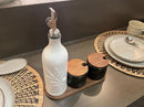 20 Oz Ceramic Olive Oil Dispenser Bottle, with Stainless Steel Spout & Funnel, Ideal for Oil, Vinegar, Coffee Syrup & Liquids (White) by CozyNest Decor