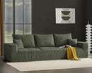 Boneless Cloud Couch Sofa for Living Room, 112" 3 Seater Green Modern Lounge Sleeper Couch, No Assemble, Cordury Compression Upholstered Couches by CozyNest Decor