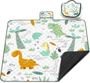 Extra Large Picnic Blanket Waterproof,80"x 80"Foldable Machine Washable Beach Blanket,Outdoor Blanket for 6-8 Adults,Suitable for Indoor Crawling,Park Beach,Camping,Hiking,Family Travel(Dinosaur) by TinyTreasures Baby Boutique