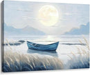 amatop Coastal Bathroom Wall Art Blue Beach Nautical Ocean Nature Canvas Picture with Boat Moon Lake Mountain Sea Relaxing Serene Landscape Gallery Wrapped Artwork for Modern Home Bedroom Decor 16x12 by CozyNest Decor