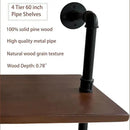 Industrial Pipe Wall Shelves Pipe Shelving with Real Wood Plank,60 Inches Floating Shelves for Wall Farmhouse Pipe Book Shelves Dark Brown 4 Tier for Kitchen,Living Room Decor and Bar Shelving by CozyNest Decor