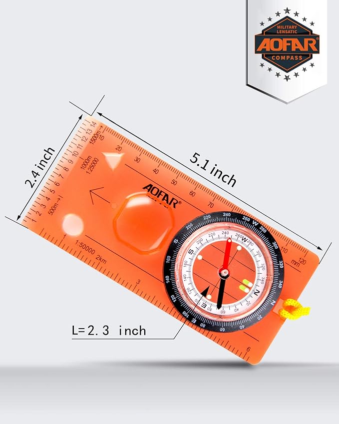 AOFAR Orienteering Compass for Kids, Lightweight and Portable, Survival Compass for Navigation, Backpacking, Camping, Hiking, and Hunting by TinyTreasures Baby Boutique