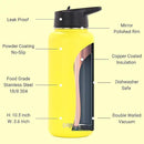 DRINCO Stainless Steel Water Bottle Spout Lid Vacuum Insulated Double Wall Water Bottle Wide Mouth (40oz 32oz 22oz 18oz 14oz) Leak Proof Keeps Cold or Hot (32 oz, 32oz Illuminating Yellow) by CozyNest Decor