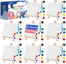 ESRICH 8 Set Mini Acrylic Paint Kit,5in Mini Stretched Canvas with 7.5in Easel,Acrylic Paint Strips,Paint Palettes,Painting Brushes, Small Canvas and Easel Set for Kids Artists Beginner,Gift by TinyTreasures Baby Boutique