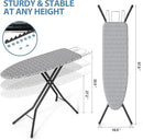 KINGBOARD Ironing Board, Foldable Iron Board with Iron Rest, Compact Ironing Board with Height Adjustable, Extra Thick Heat-Resistant Cover, Heavy-Duty Sturdy Metal Legs, 43x13 Grey by CozyNest Decor