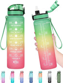 Enerbone Water Bottle, Leakproof BPA & Toxic Free, Motivational Water Bottle with Times to Drink and Straw, Fitness Sports Water Bottle with Strap for Office, Gym, Outdoor Sports by CozyNest Decor
