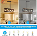 XINGQI Rectangular Linear Kitchen Island Chandeliers Over Table 32.7" Black Pendant Lighting Fixtures Farmhouse 4-Light for Dining Room Bar Office Coffee Shop, Black Wood Grain by CozyNest Decor
