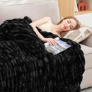 Ultra Soft Luxury Faux Fur Twin Blanket for Counch,Fuzzy Fluffy Plush Warm Cozy Elegant Wrinkled Blanket for Sofa Bedroom Living Room,（60"x80",Tie-dye Black） by CozyNest Decor