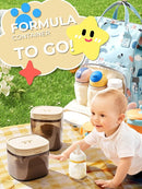 Travel Formula Dispenser, 1200ml Portable Milk Powder Container Formula Holder, Flip Top Formula Container to Go with Magnetic Spoon & Date Marker, 21OZ, 1.32LB, 600g, Brown by TinyTreasures Baby Boutique