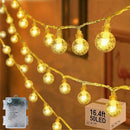 16.4ft 50LED Globe String Lights Indoor Bedroom Battery Operated, Crystal Fairy Lights IP44 Waterproof Outdoor Hanging Decorative Lights for Home Tent Patio Garden Party Wedding Decor by GreenHaven Gardens