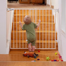 Babelio 34" Extra Tall Baby/Dog Gate with No Threshold Design Walk Thru Door, 26-43" Auto Close Safety Gate for Babies, Elders and Pets, Fits Doorways, Stairs, and Entryways, White by TinyTreasures Baby Boutique