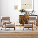 INZOY Mid Century Modern Accent Chair Set of 2, High Back Reading Armchair with Wood Frame, Upholstered Living Room Chairs with Waist Cushion, Single Lounge Arm Chair for Bedroom Sunroom, Beige by CozyNest Decor