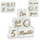 I'm Solid Wood Weekly Monthly Yearly Baby Milestone Age Blocks, Gender Neutral, Newborn Gifts & Keepsakes for Picture Props (5 Pcs/White) by TinyTreasures Baby Boutique