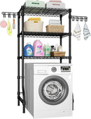 Ulif U8 Laundry Room Storage Organizer, Over The Washer and Dryer Storage Shelves for Laundry Organization, 35" W x 17.3" D x 76.2" H, Suit Washing Machine Width Within 32.6", Hold 304 lb, Black by CozyNest Decor