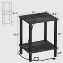TUTOTAK End Table with Charging Station, Set of 2, Small Side Table, Nightstand Bedside Table, 2-Tier Storage Shelf for Small Space, Living Room, Bedroom Charcoal Grey TB01BY041 by CozyNest Decor