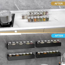 PMMASTO Adhesive Acrylic Spice Rack Organizer for Wall with Nano Double Sided Tape, Spice Shelf Organization for Kitchen Cabinet Door/Pantry Door, Wall Mount Seasoning Rack (Black - 4 Pack) by CozyNest Decor