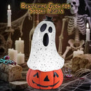 Halloween Snow Globe Lantern Spooky Glost and Pumpkin Halloween Snow Globes Musical Water Glitter Globe with 6H Timer Battery Operated or USB Powered for Spooky Home Decorations (Ghost and Pumpkin) by CozyNest Decor