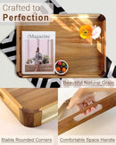 22 Inches Acacia Wood Serving Tray with Handles, Large Wooden Rectangle Ottoman Tray, Nice Home Decor for Living Room Coffee Table Couch, Ideal Size for Serving Food Breakfast BBQ Party by CozyNest Decor