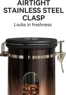 Veken Coffee Canister with Window,Airtight Stainless Steel Kitchen Food Storage Container, Date Tracker & Scoop for Grounds Coffee, Beans, Tea,Flour,Cereal,Sugar,22OZ,Copper by CozyNest Decor