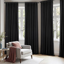 ANRODUO Back Tab Blackout Curtains for Bedroom Living Room, Rod Pocket Pinch Pleated Thermal Insulated Room Darkening Curtains 90 Inches Long 2 Panels, Black, 52 x 90 Inch by TinyTreasures Baby Boutique