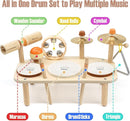 Kids Drum Set - Montessori Toys for 2 Year Old Boy Girl Birthday Gifts, 11 in 1 Wooden Musical Instruments for Toddlers 2-3, Musical Activity Table Preschool Learning Toys for Baby 18+ Months by TinyTreasures Baby Boutique