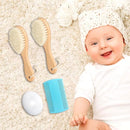 Baby Hair Brush and Comb Set, 2pcs Wooden Natural Goat Bristles Brush+ Blue Comb+ White Cradle Cap Brush Grooming Kit for Newborns Toddlers Boys Girls by TinyTreasures Baby Boutique