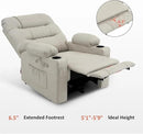 MCombo Zero Gravity Power Recliner Chair with Heat and Vibration Massage, Reclining Chair with USB Ports, Cup Holders for Living Room, Faux Leather PR621 (Light Grey) by CozyNest Decor