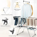 Tangkula Foldable Clothes Drying Rack, 2-Tier Laundry Drying Rack w/Tall Hanging Bar, Height Adjustable Gullwing, Freestanding Garment Stand for Indoor Outdoor Use by CozyNest Decor