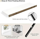 Heimlove 12" Deep White Floating Shelves for Wall, 24 Inch Wall Shelf Bathroom Shelves Set of 1, Wall Mounted Shelves for Books Living Room Laundry Room Bedroom Kitchen Home Office by CozyNest Decor