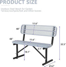 Heavy Duty Park Bench with Back Portable Frame, Outdoor Steel Bench with Backrest, Outdoor Park Bench Expanded Metal Mesh Bench for Lawn, Park, Deck, Garden, Patio, Porch, Black (Gray, 4FT) by GreenHaven Gardens